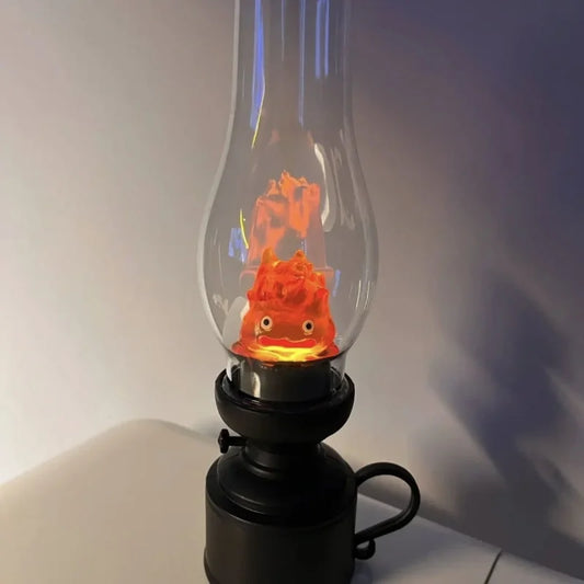 Lámpara decorativa sin llama Calcifer con luz nocturna retro de Halloween 