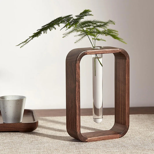 Planta hidropónica rectangular de madera maciza 