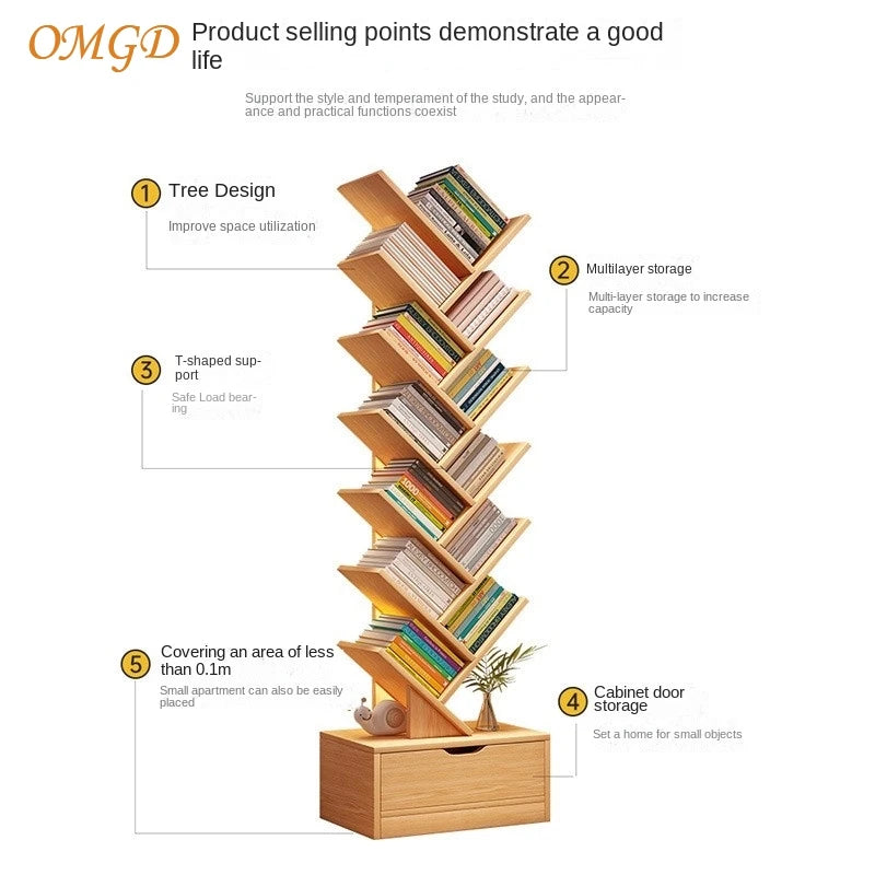 OMGD Simple Tree Small Bookcase